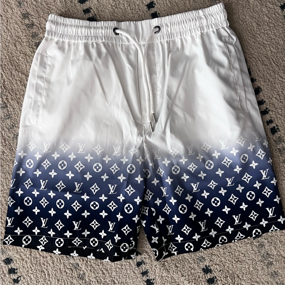 Brand monogram swim shorts white and blue MENS SWIM SHORTS XL